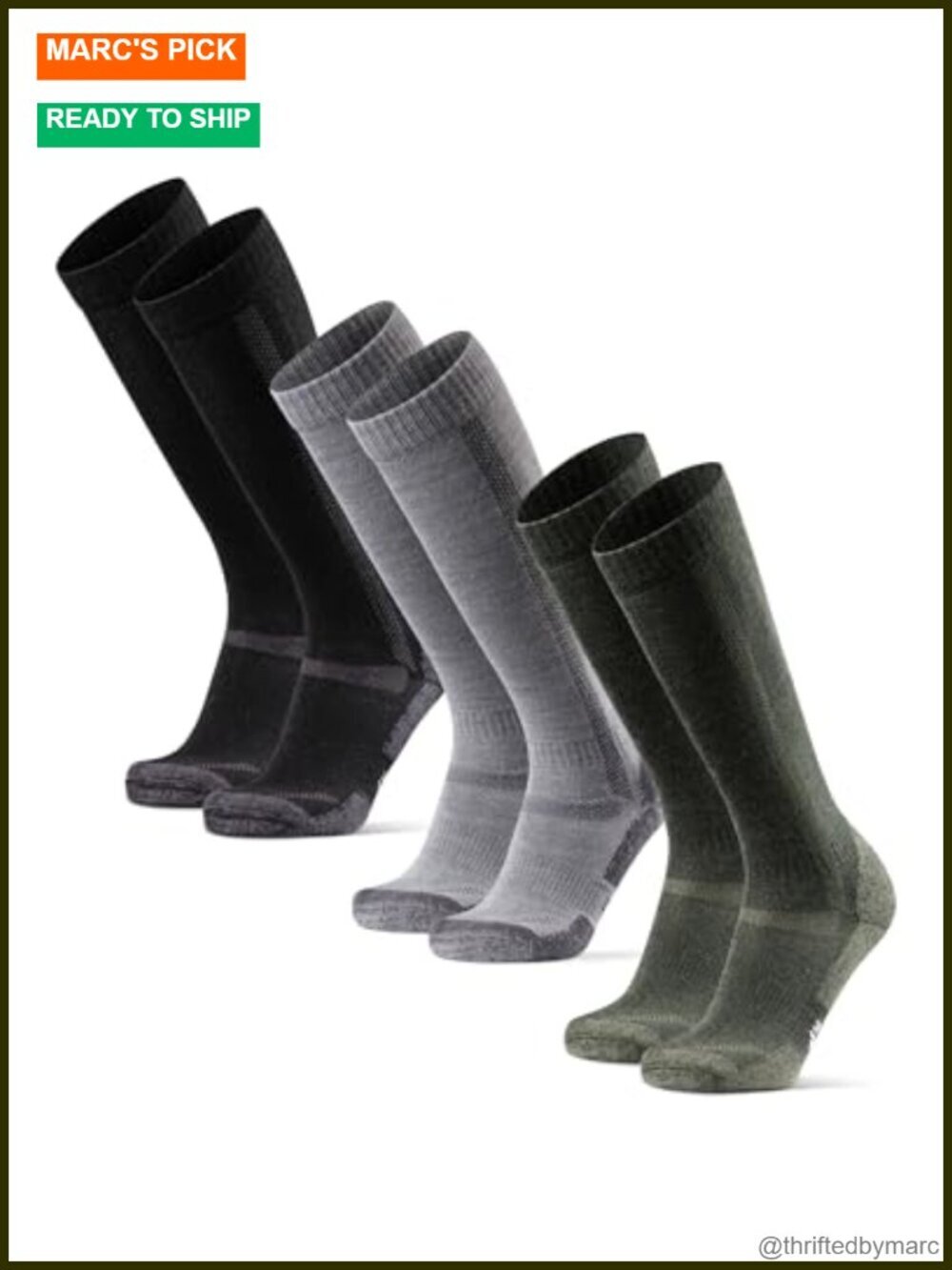 Merino Wool Knee High Hiking Socks, Thermal Cushion for Women & Men
